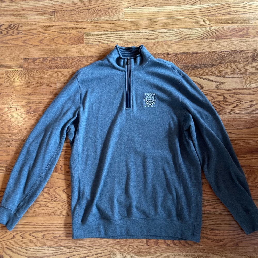 Men's Bobby Jones Whistling Straits Gray Quarter-Zip Pullover Sweater Size Large